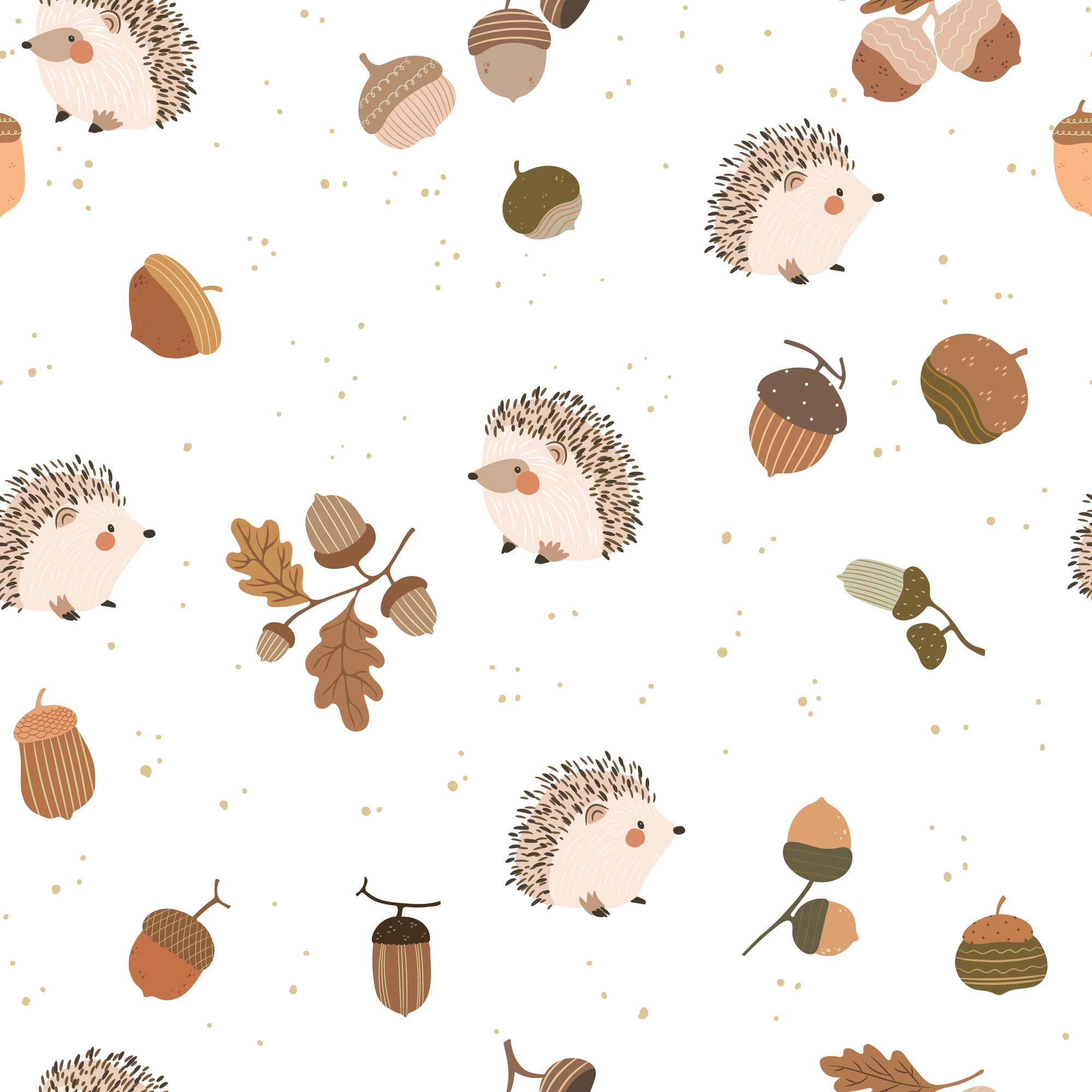 Smooth hedgehog and acorn woodland peel and stick wallpaper - Hedgehog Hollow