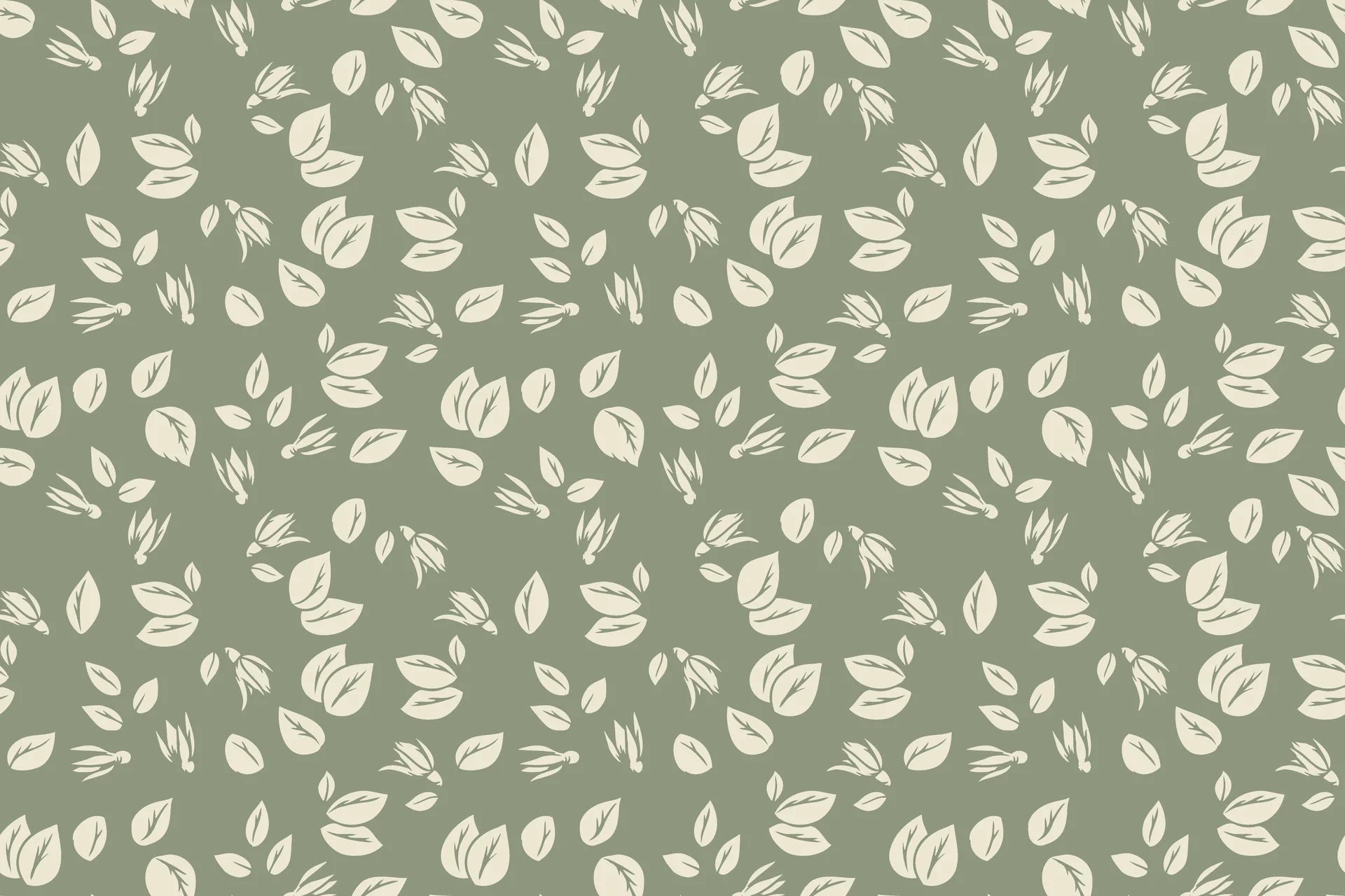 Linen-like ivory leaf peel and stick wallpaper - Herb &amp; Ivory