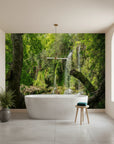 Hidden waterfall discovered within layered landscape removable wall mural