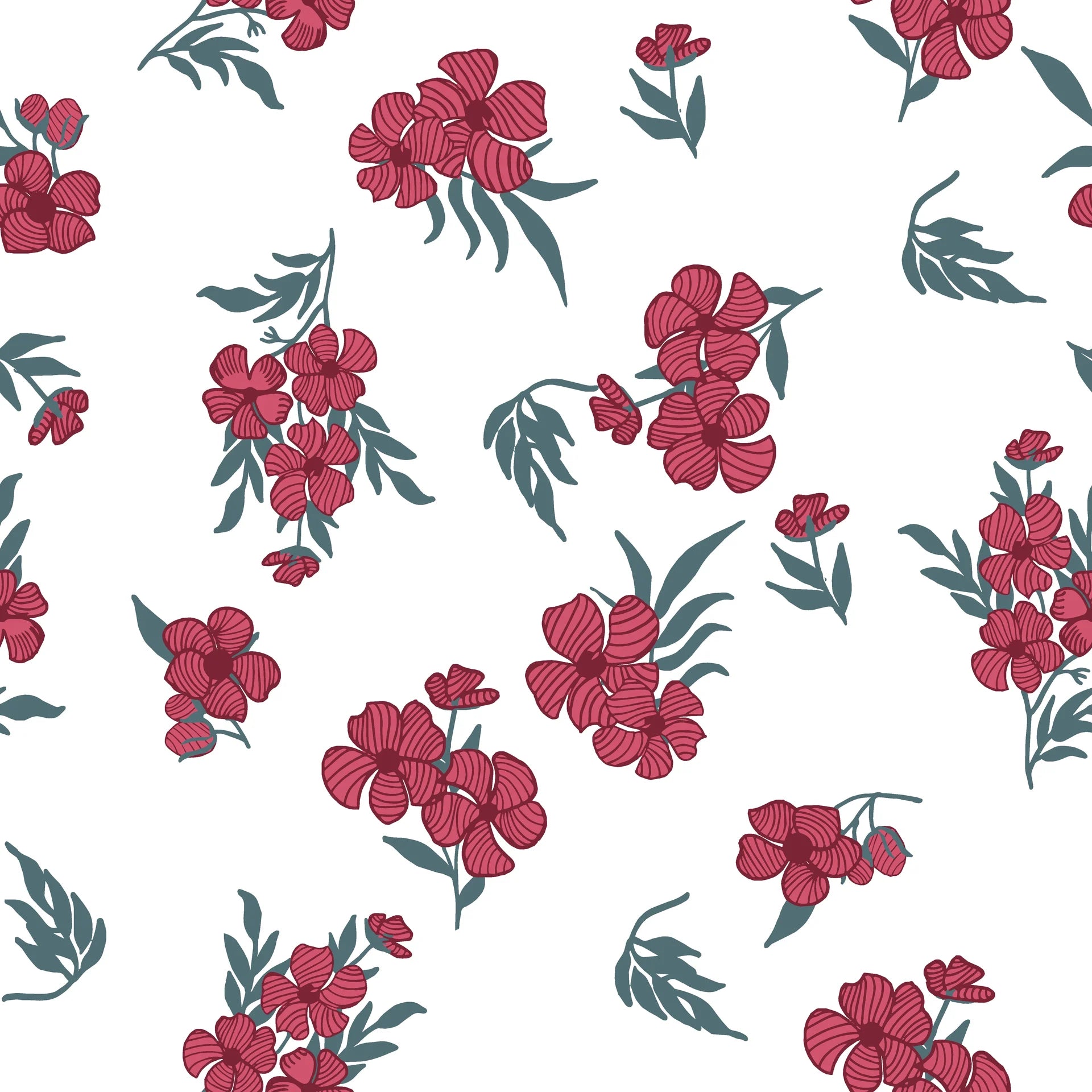 Smooth white red floral peel and stick wallpaper - Hidden Garden