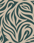 Abstract, self-adhesive wallpaper with an organic swirling design in beige and green tones, style "Hidden Rivers"