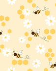 Honey Blooms yellow bumblebee and honeycomb wallpaper