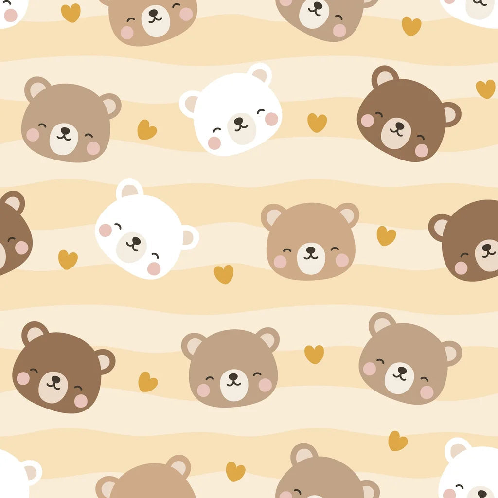 Honey Smiles yellow striped cute bear face wallpaper