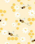 Yellow bumblebee and honeycomb floral peel and stick wallpaper - Honey Blooms