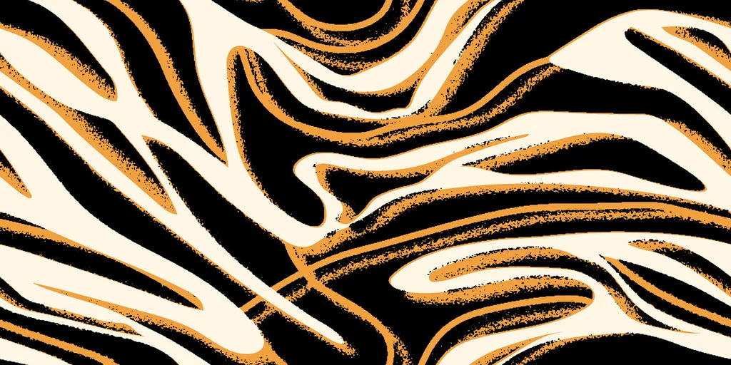 Abstract marble design featuring black, white, and gold veining, presented as a removable peel-and-stick wallpaper titled Honeyed Strata