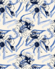 Smooth peel and stick wallpaper with indigo botanical florals - Indigo Anemone