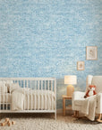 Indigo Current serene blue abstract wallpaper creating ambiance in a serene bathroom