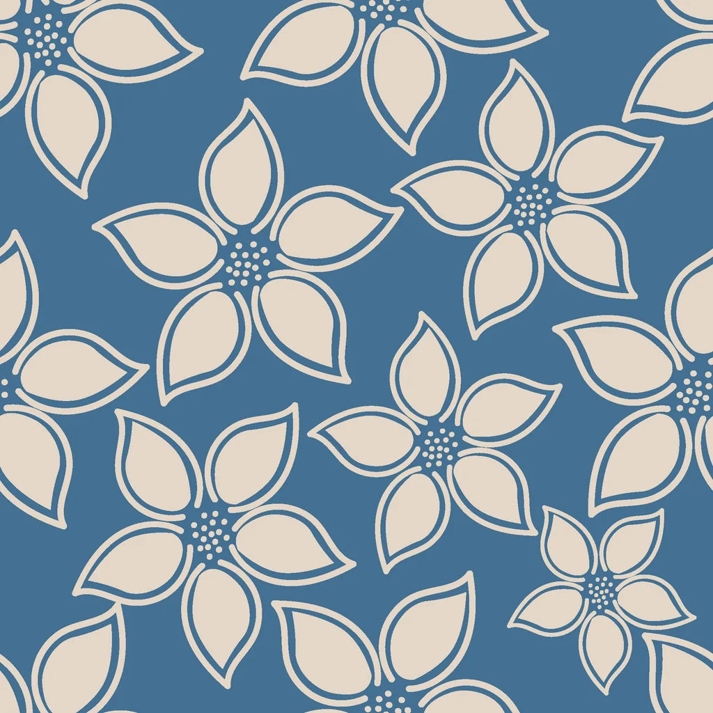 Green and navy botanical wallpaper featuring a wild grass pattern