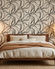 Ink Rivers black and grey abstract ink flow wallpaper adding character to a cozy bedroom