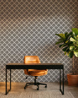 Ink & Light bold black and white art deco fan wallpaper adding character to a cozy bedroom