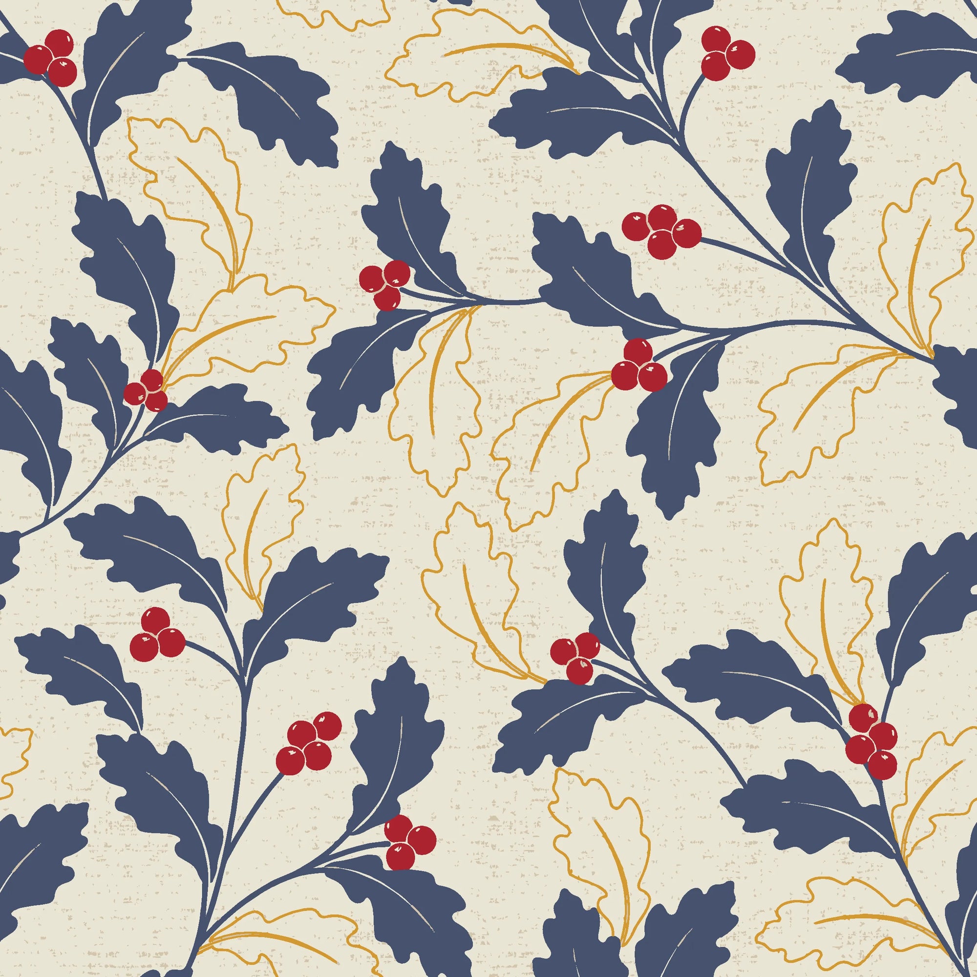 Ink & Oak navy and red botanical wallpaper