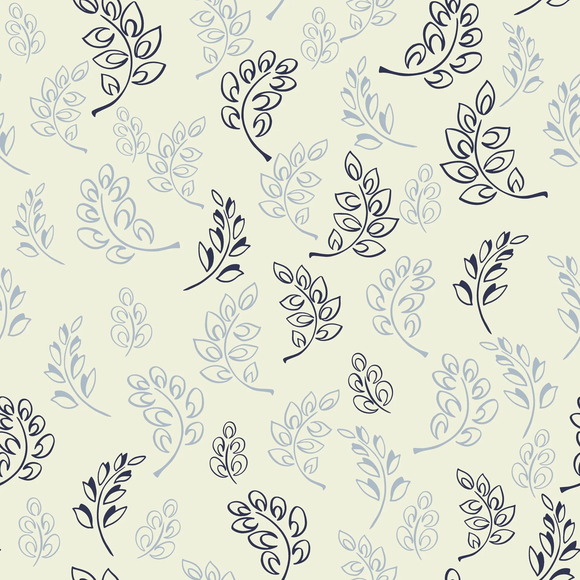 Smooth navy botanical sprig peel and stick wallpaper - Ink &amp; Sprig