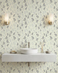 Ink & Sprig navy blue botanical sprig creating ambiance in a serene bathroom