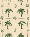Textured peel and stick wallpaper with sketched palms and shells - Ink & Shell
