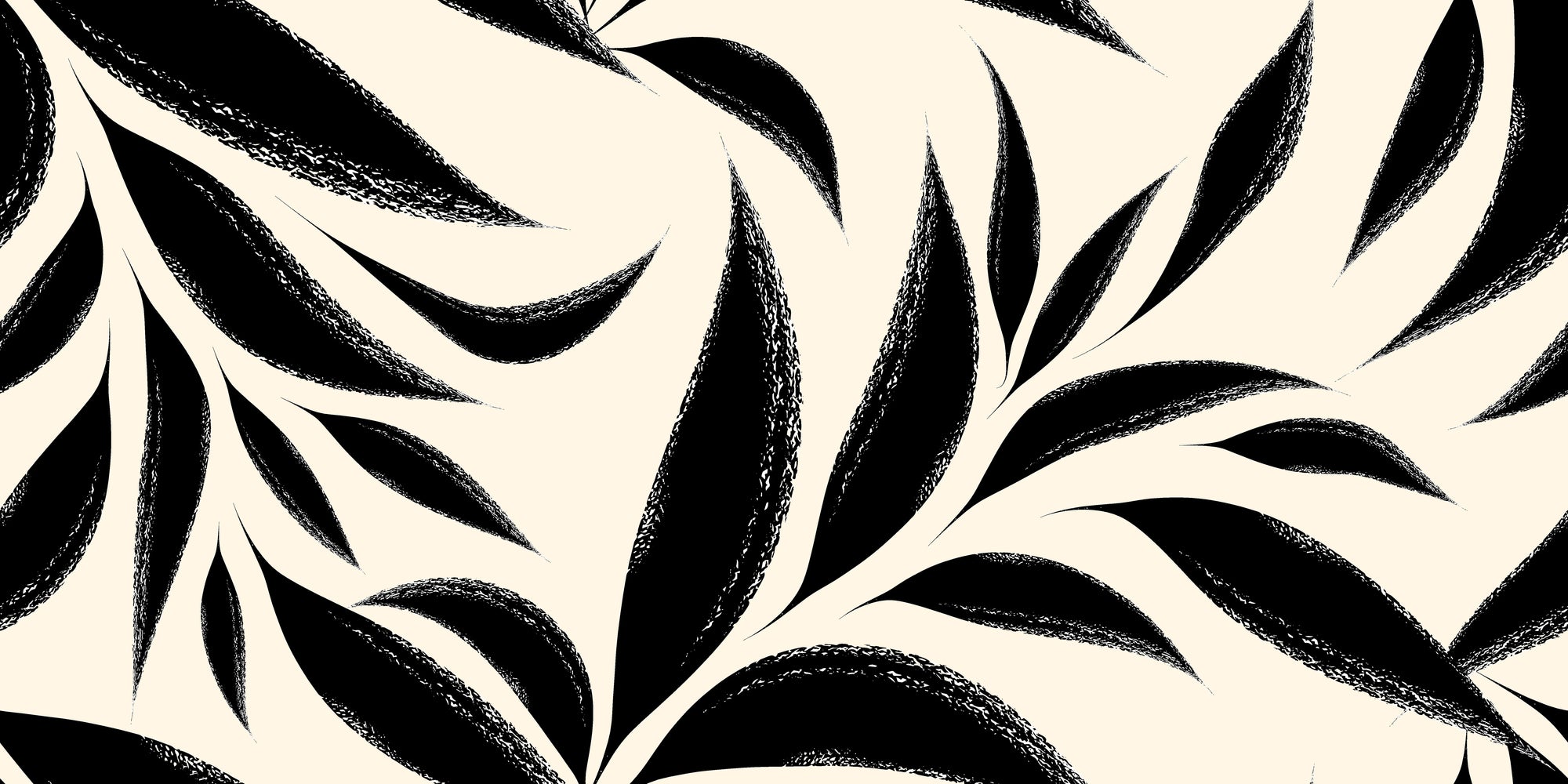 Matte peel and stick wallpaper with bold black botanical leaves - Ink Thicket