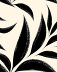 Matte peel and stick wallpaper with bold black botanical leaves - Ink Thicket