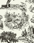Textured peel and stick wallpaper with classic black toile scenery - Inked Grove