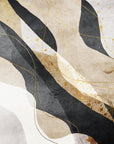 Textured peel and stick wallpaper with charcoal gold ribbon waves - Inked Ribbons
