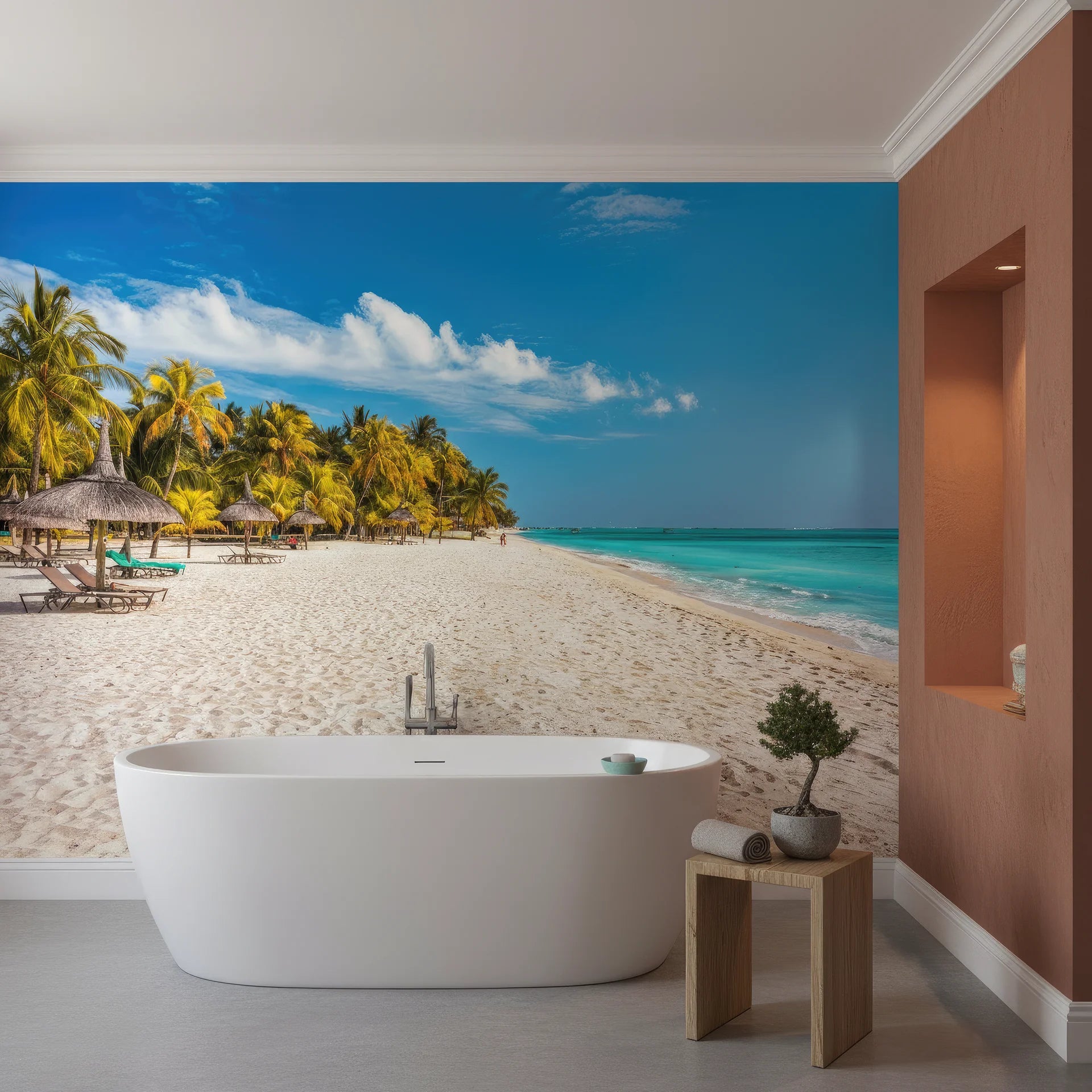 Idyllic island tropical environment with lush vegetation removable wall mural