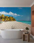 Idyllic island tropical environment with lush vegetation removable wall mural