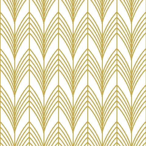Ivory Leaf white and gold art deco leaf wallpaper