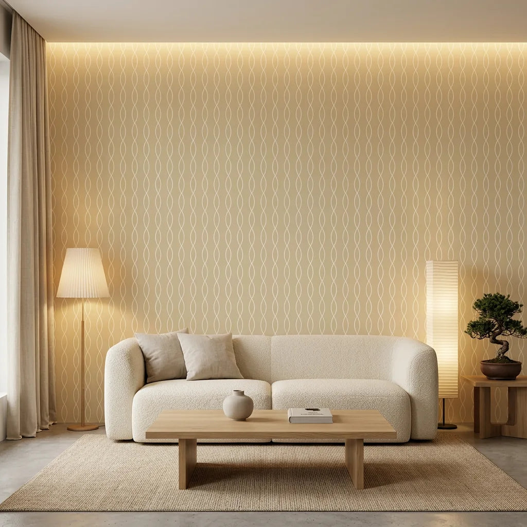 Ivory Plait tan woven wave in a warm and inviting living room
