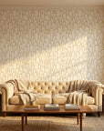 Ivory Promenade elegant gold art deco arch wallpaper creating ambiance in a serene bathroom