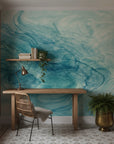 Jade tone watercolor wallpaper sample with organic movement