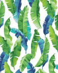 Smooth green banana leaf peel and stick wallpaper on white - Jade Surge
