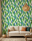 Jade Surge vibrant green banana leaf in a warm and inviting living room