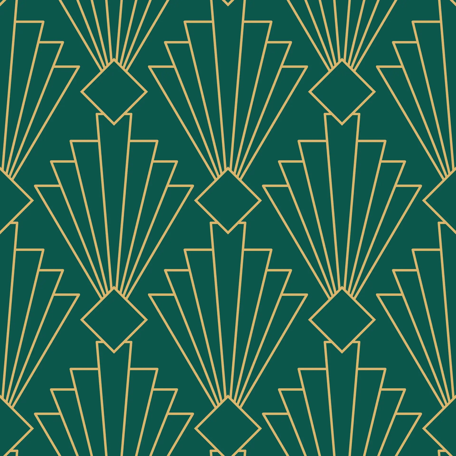 Jade & Gilt dramatic green and gold art deco wallpaper