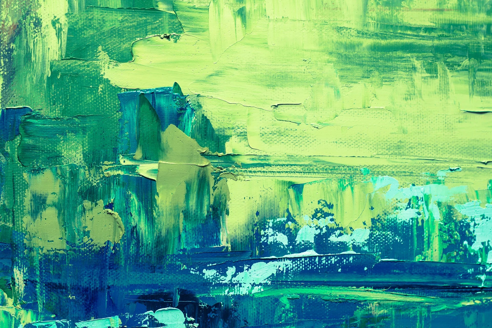 Jade & Rain bold green abstract painterly wallpaper creating ambiance in a serene bathroom