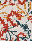 Removable wallpaper featuring an abstract, jagged floral design in shades of red and grey.