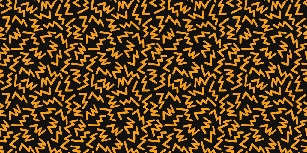 Black and orange geometric zigzag Memphis peel and stick wallpaper - Jolt Maze