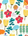 Colorful folk art botanical flower peel and stick wallpaper - Joy Bloom