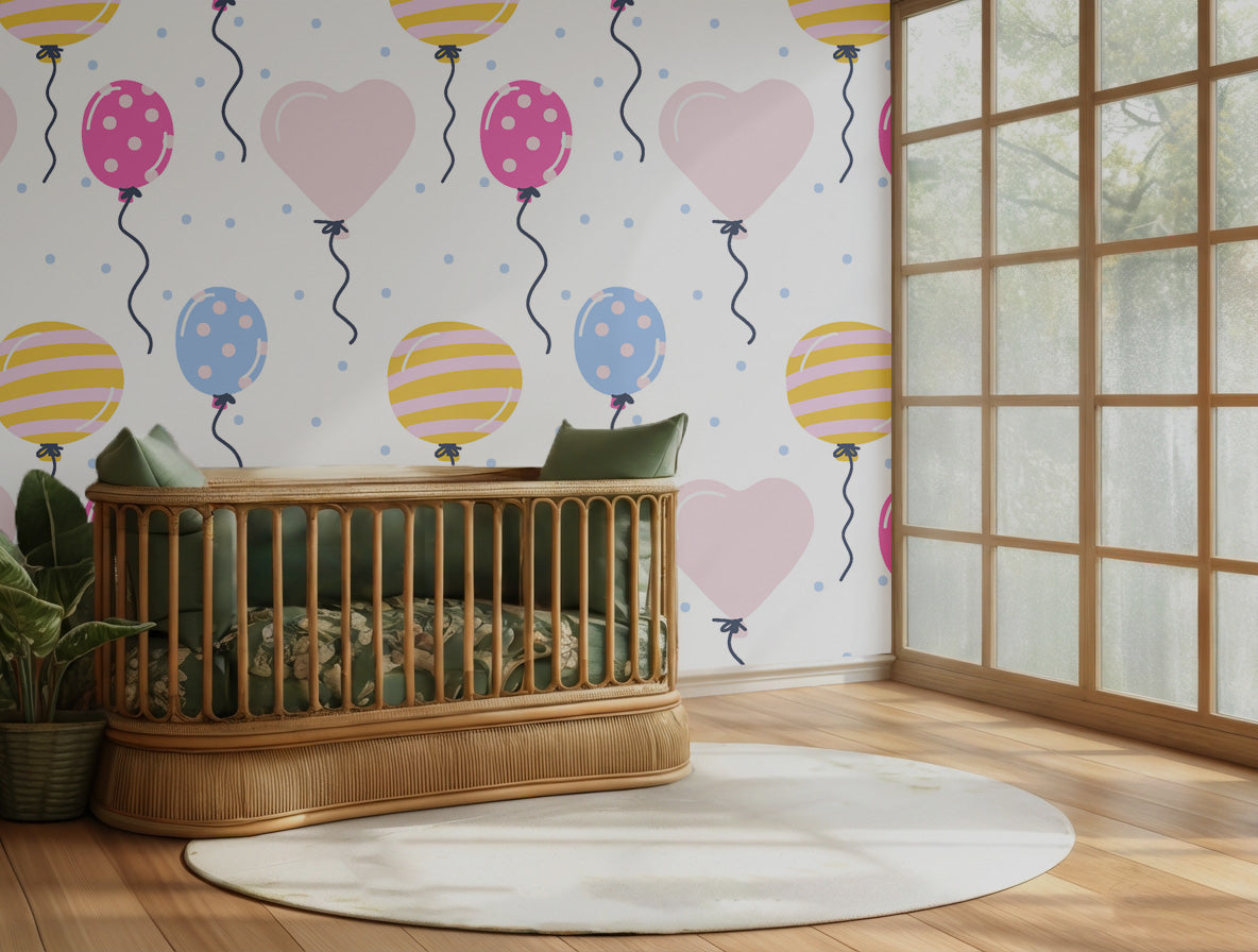 Vibrant wall covering featuring an abstract ascending design