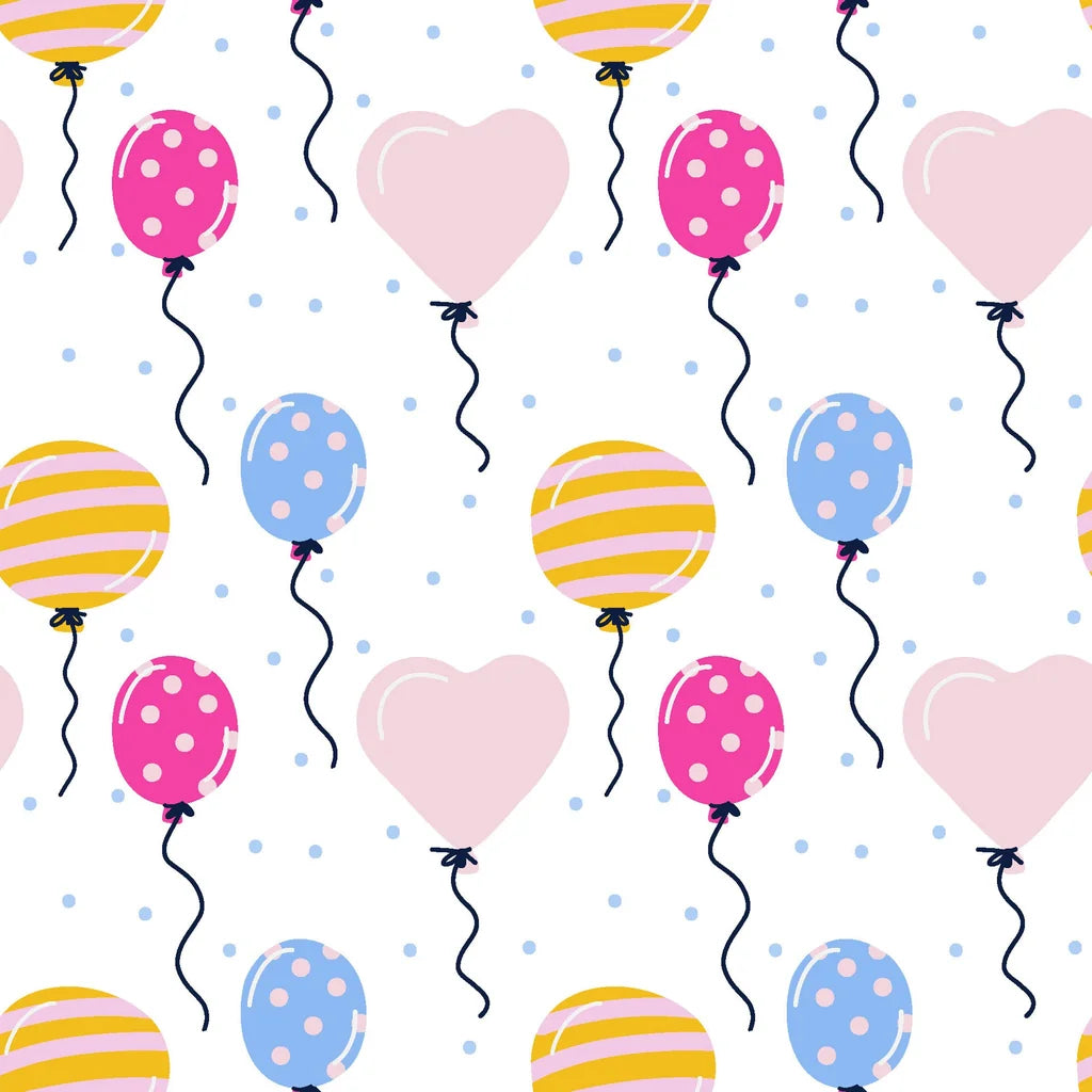 Smooth white balloon and heart party peel and stick wallpaper -Joyful Ascent
