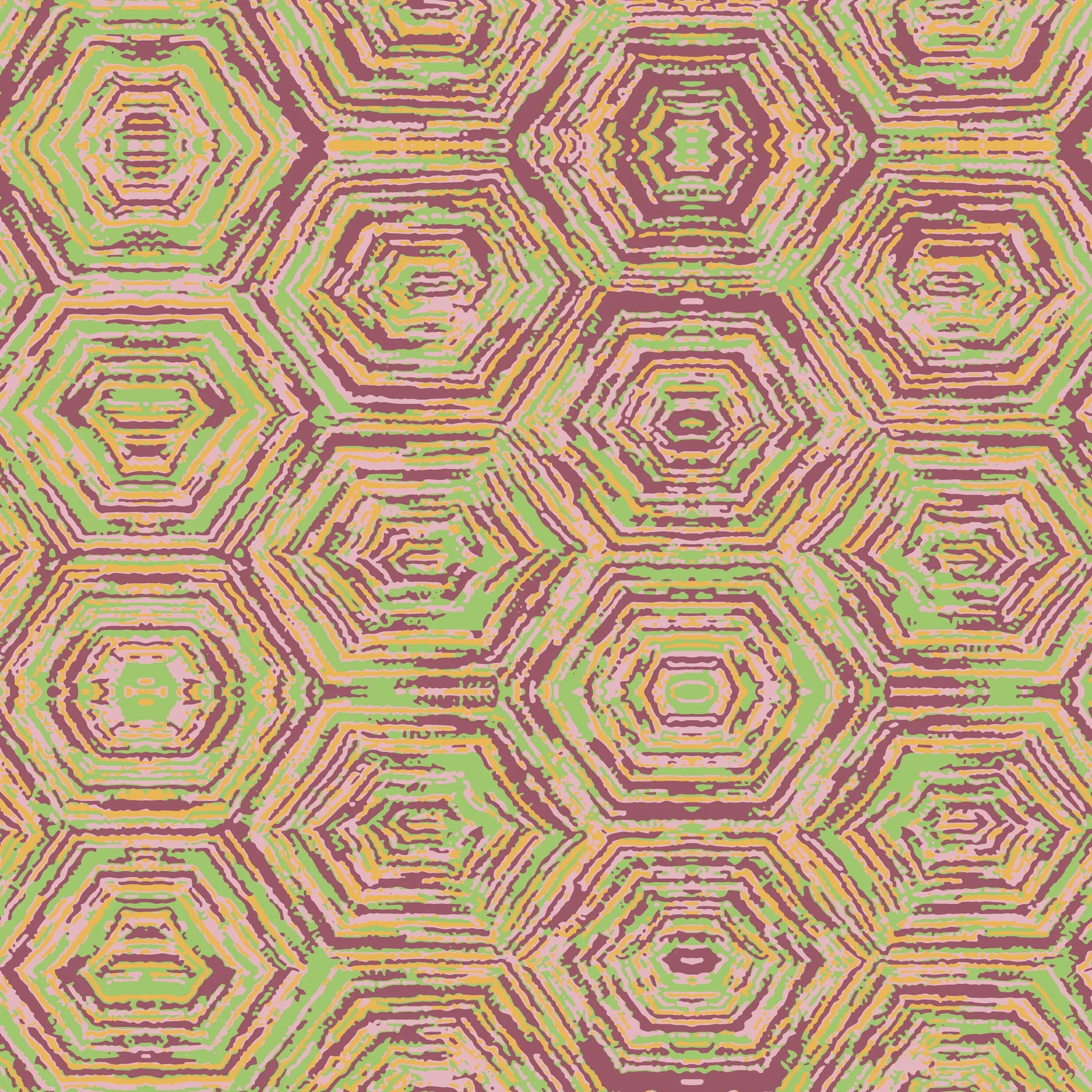 Textured green, pink, and maroon geometric peel and stick wallpaper - Jungle Echo