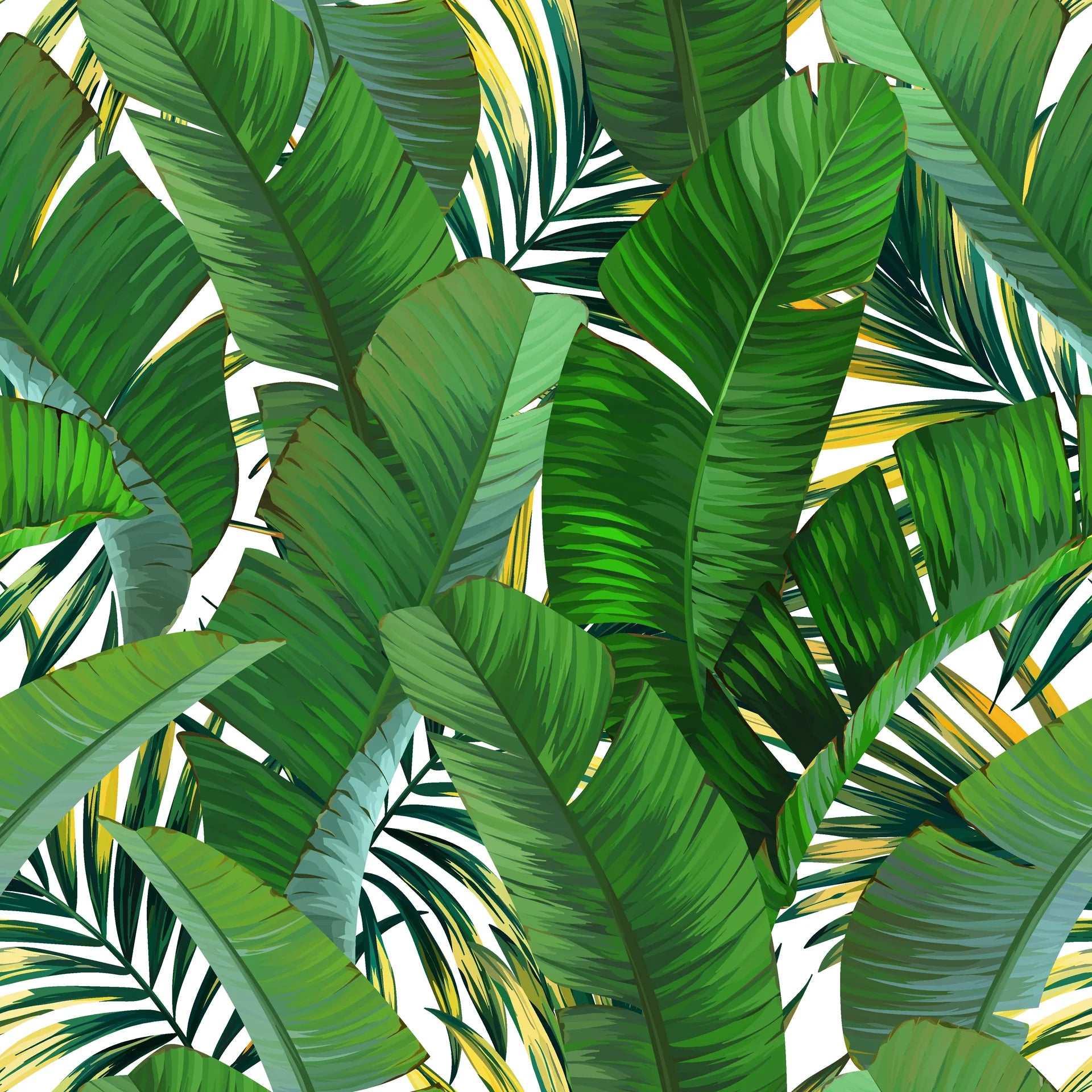 Smooth green palm leaf peel and stick wallpaper with gold - Jungle Gold