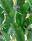 Smooth green palm leaf peel and stick wallpaper with gold - Jungle Gold