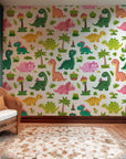 Wallpaper depicting lush, ancient Jurassic-era botanical blooms