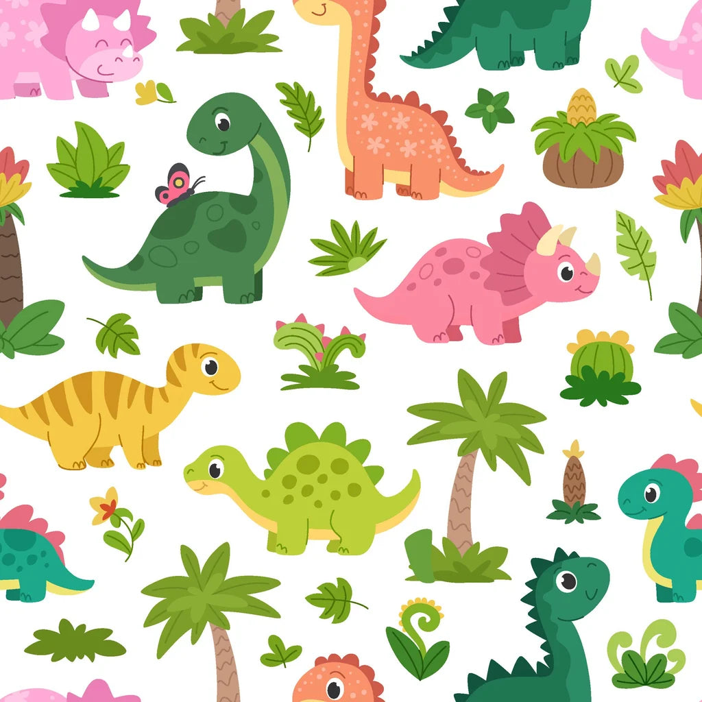 Jurassic Bloom green botanical dinosaur wallpaper