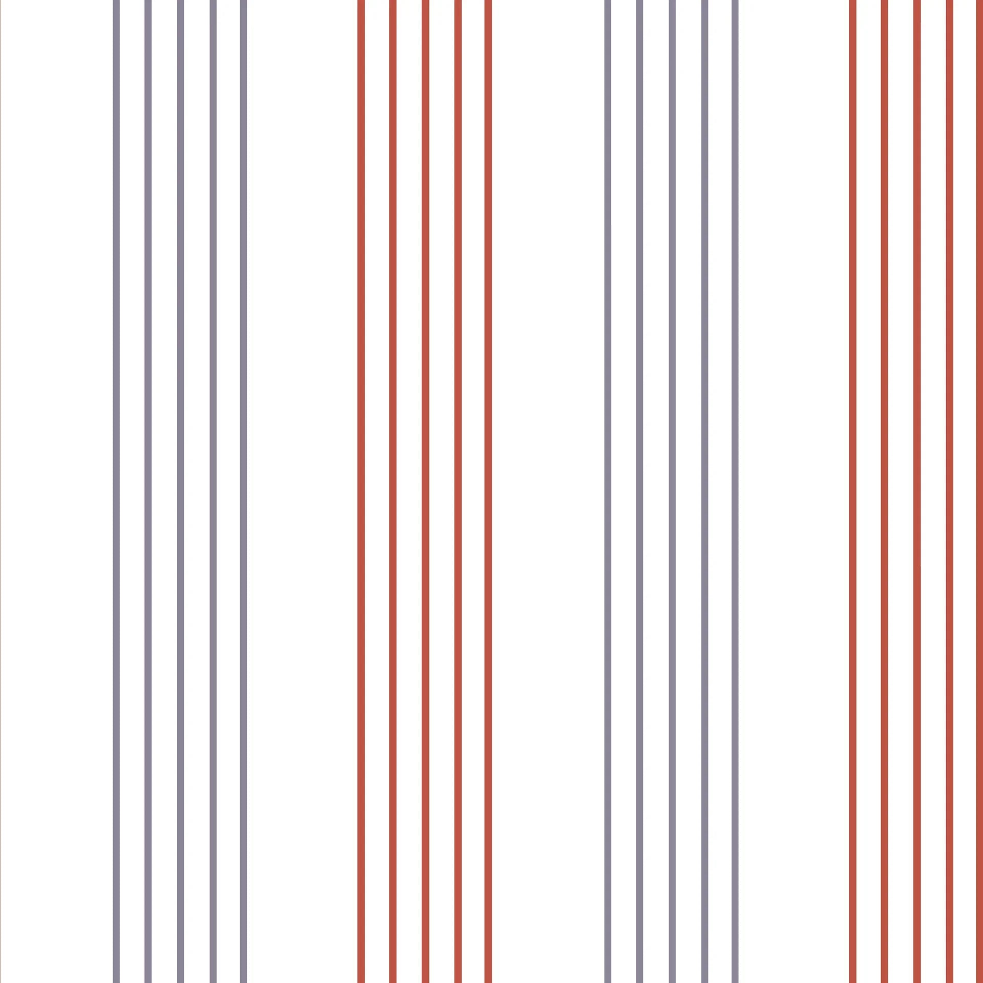 Modern Lavender Stripe wallpaper with alternating gray and rust vertical bands on cream background