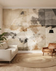 Layered Fragments modern grey and tan geometric in a warm and inviting living room