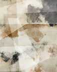 Canvas-like peel and stick wallpaper with grey tan geometric fragments - Layered Fragments