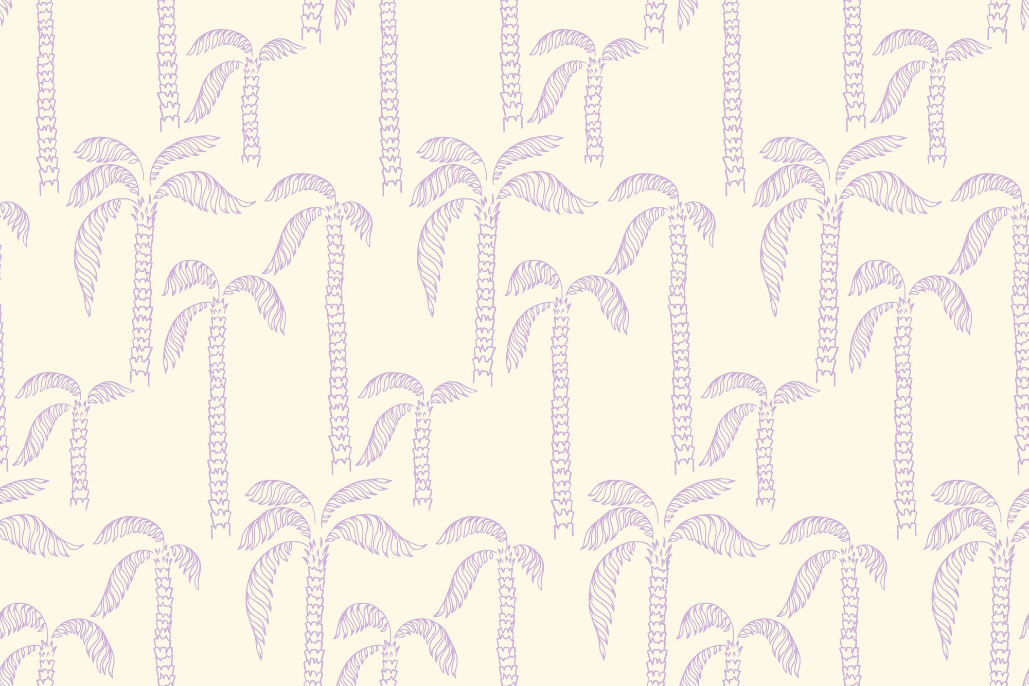 Smooth peel and stick wallpaper with lilac palm tree silhouettes - Lilac Palms