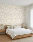 Lilac Palms playful purple palm tree wallpaper adding character to a cozy bedroom