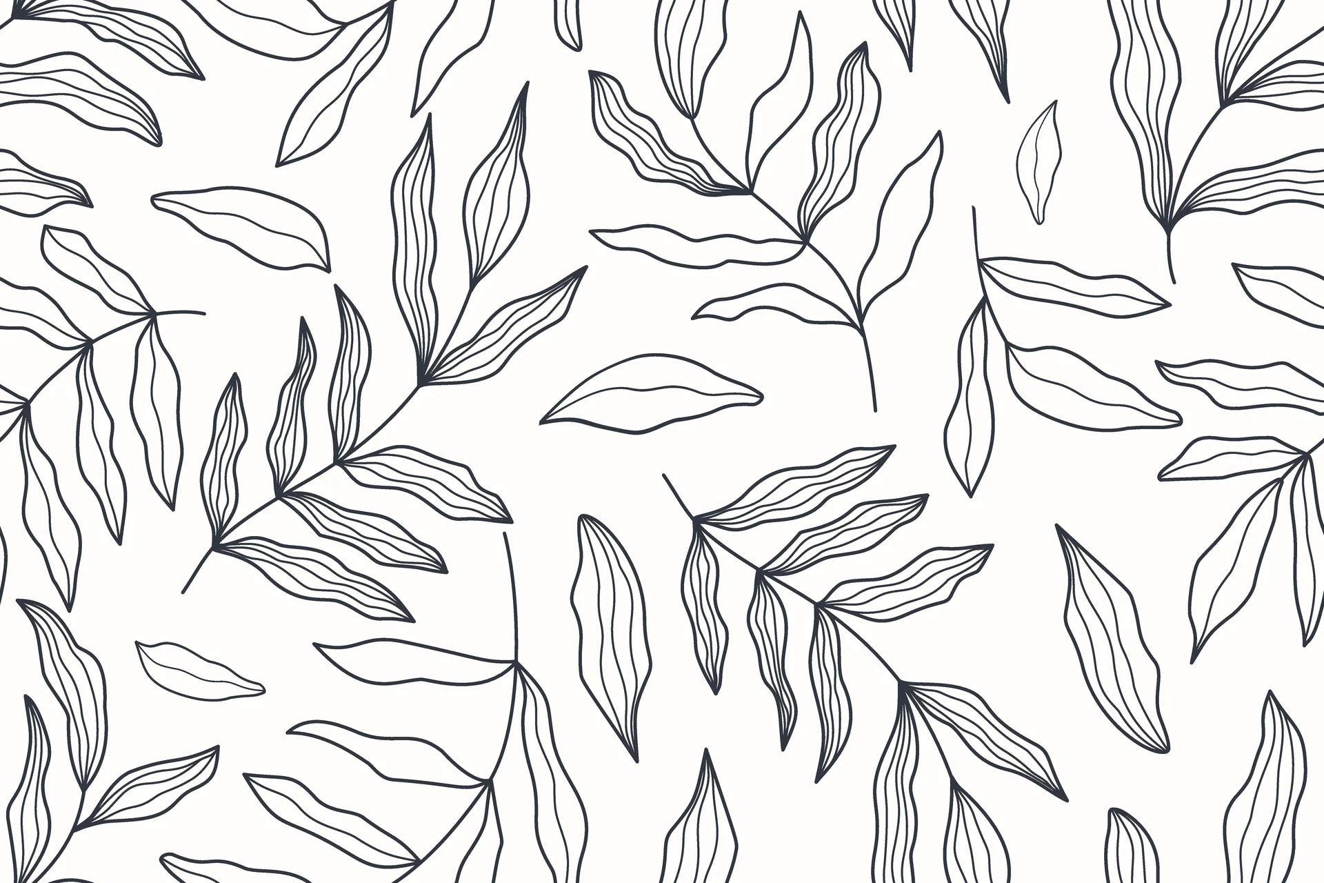 Smooth ink botanical leaf peel and stick wallpaper on ivory - Line &amp; Leaf