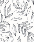 Smooth ink botanical leaf peel and stick wallpaper on ivory - Line & Leaf