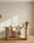 Linear Circuit minimalist line wallpaper as a feature wall in a bright home office